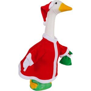 2Pcs Santa Porch Goose Statue Red Costume Set 23"/ 17"for Theme Party Garden